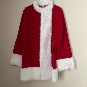 2 Piece Red with White Faux Fur Trim Santa Suit Costume Set